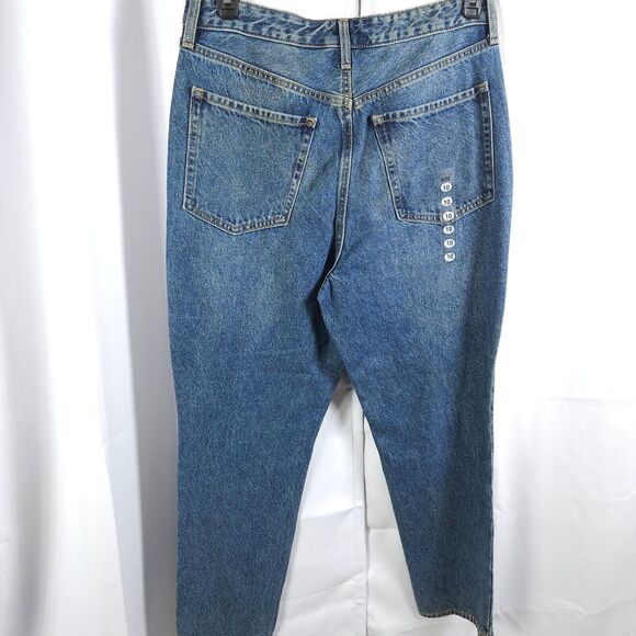 NWOT Old Navy Womens 10 Blue O.G. Straight Secret-Slim Pockets Distressed Jeans - Picture 3 of 8